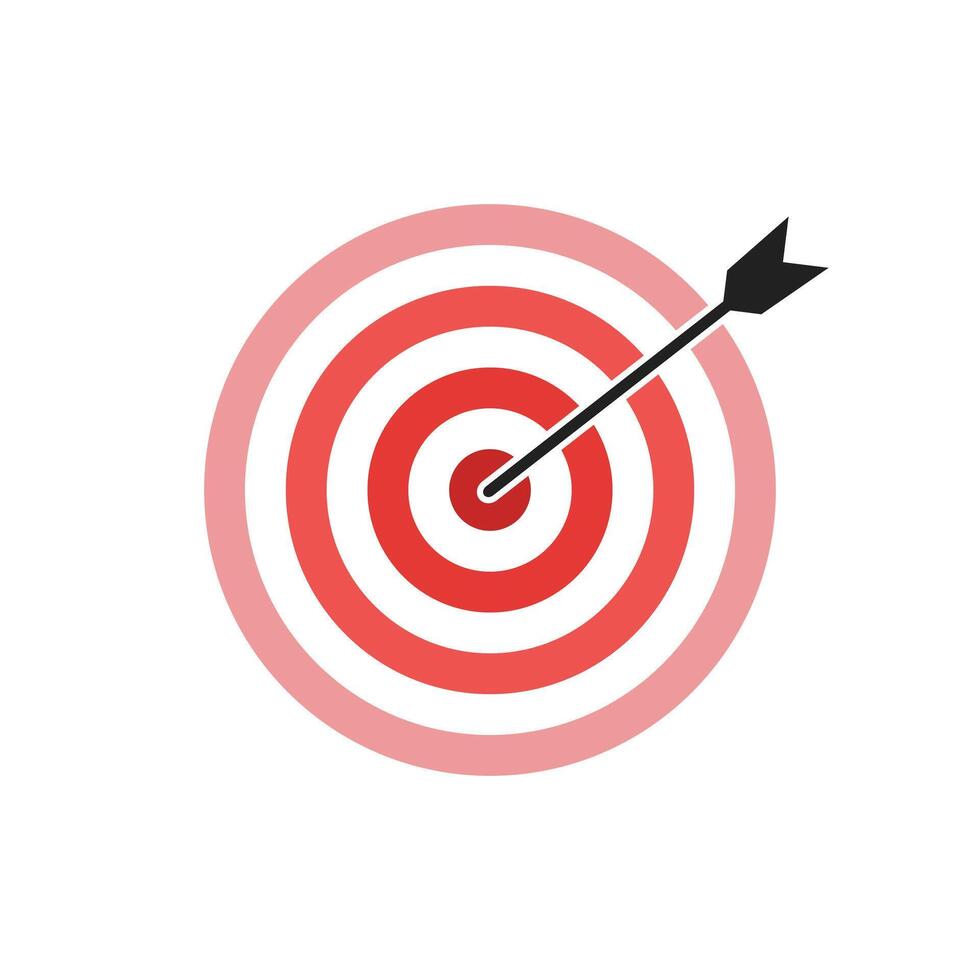 Red shade bullseye dart target icon. Dart target goal marketing sign. Arrow dart logo . Winner dart sign. vector