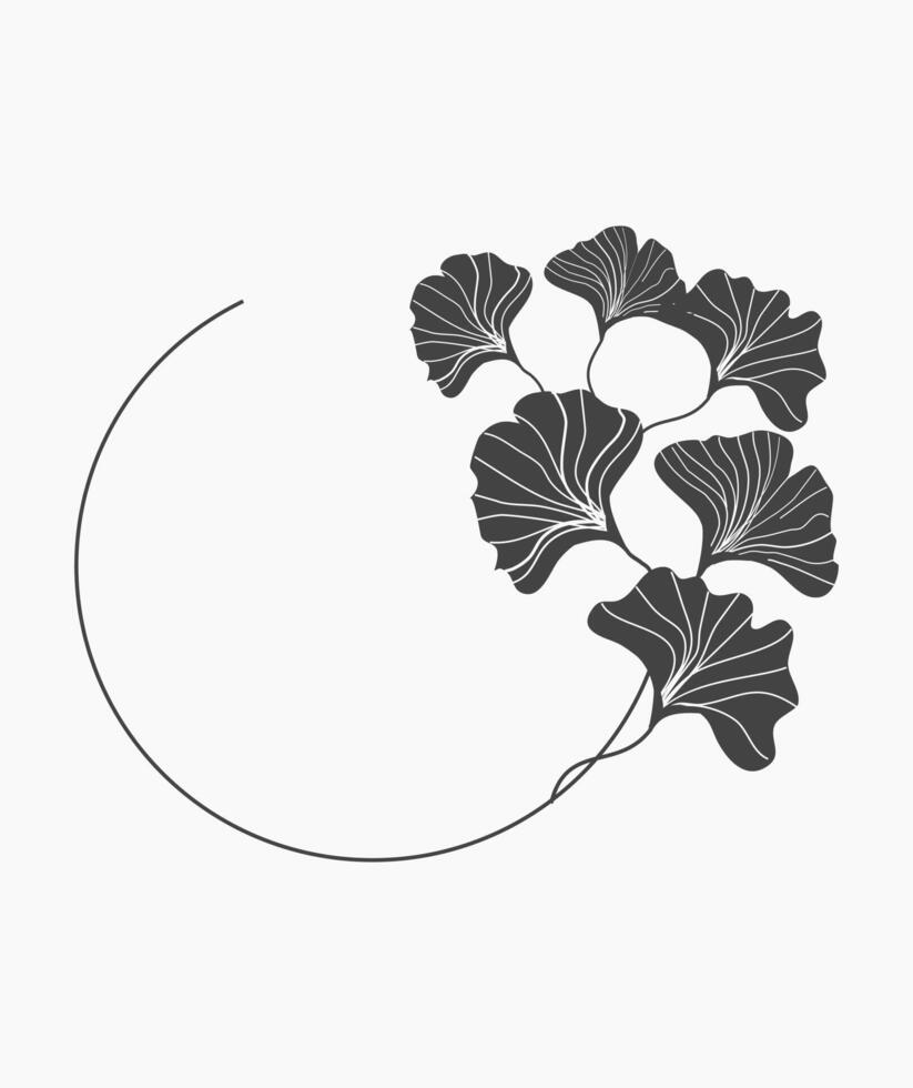 Illustration of Floral Gingko Wreath vector