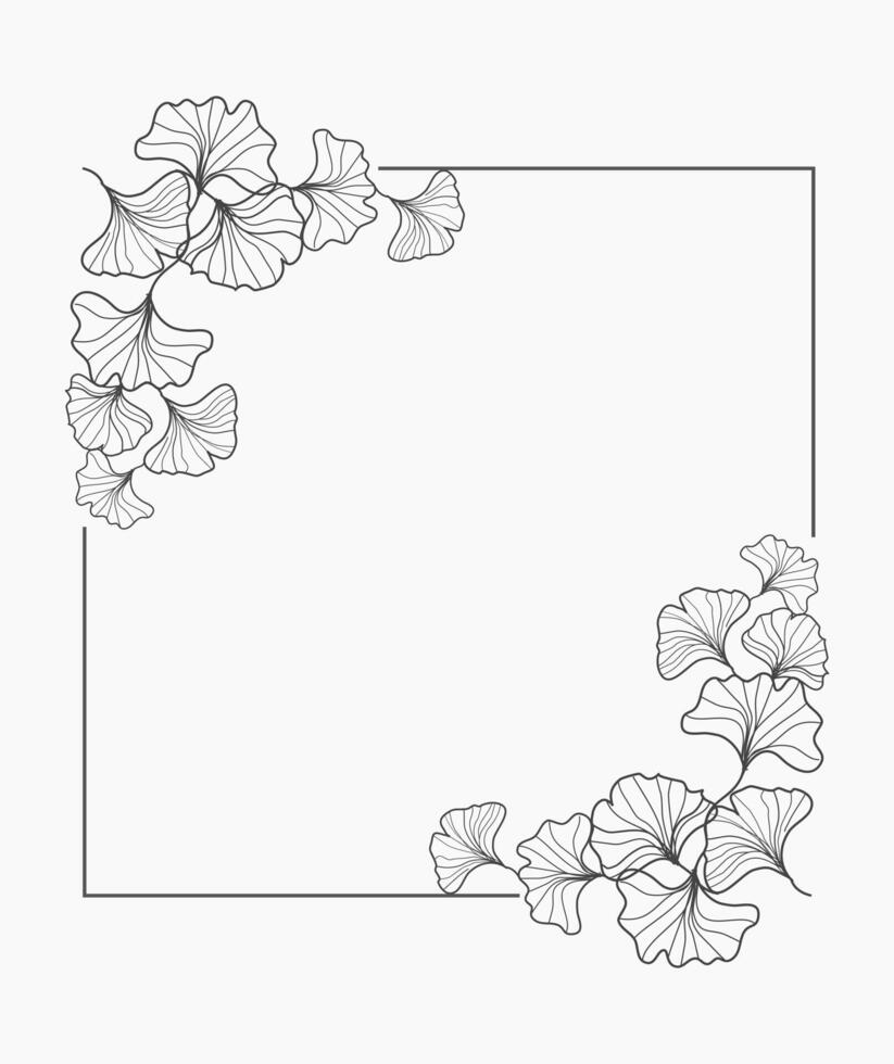 Square Frame of Floral Ginko Art vector