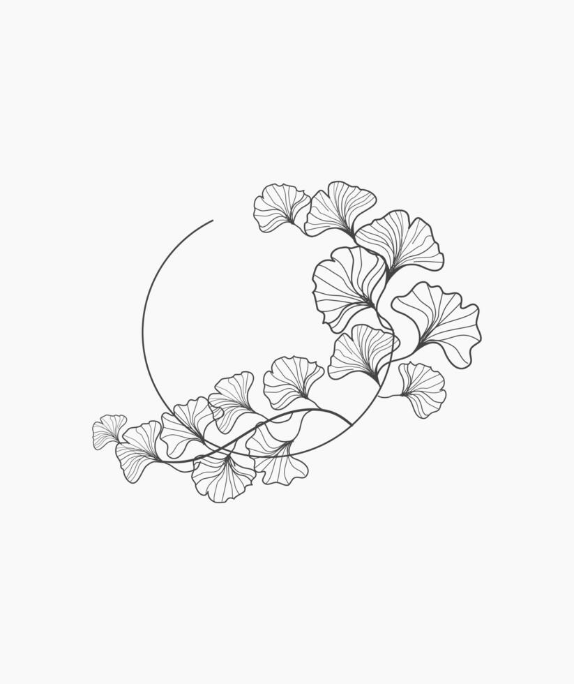 Frame Contains Gingko Leaves Art Illustration vector