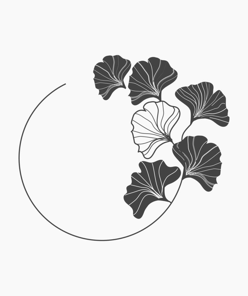 Round Frame of Floral Ginko Arts vector
