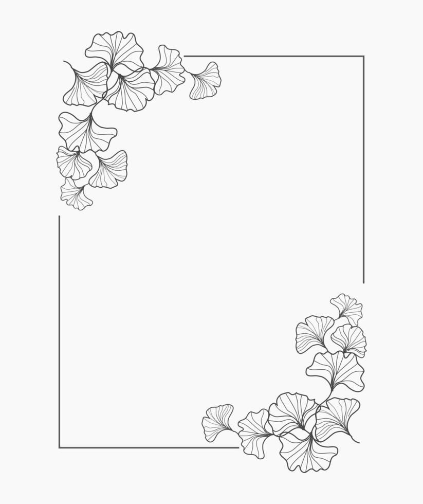Floral Square Frame of Ginko Leaves vector