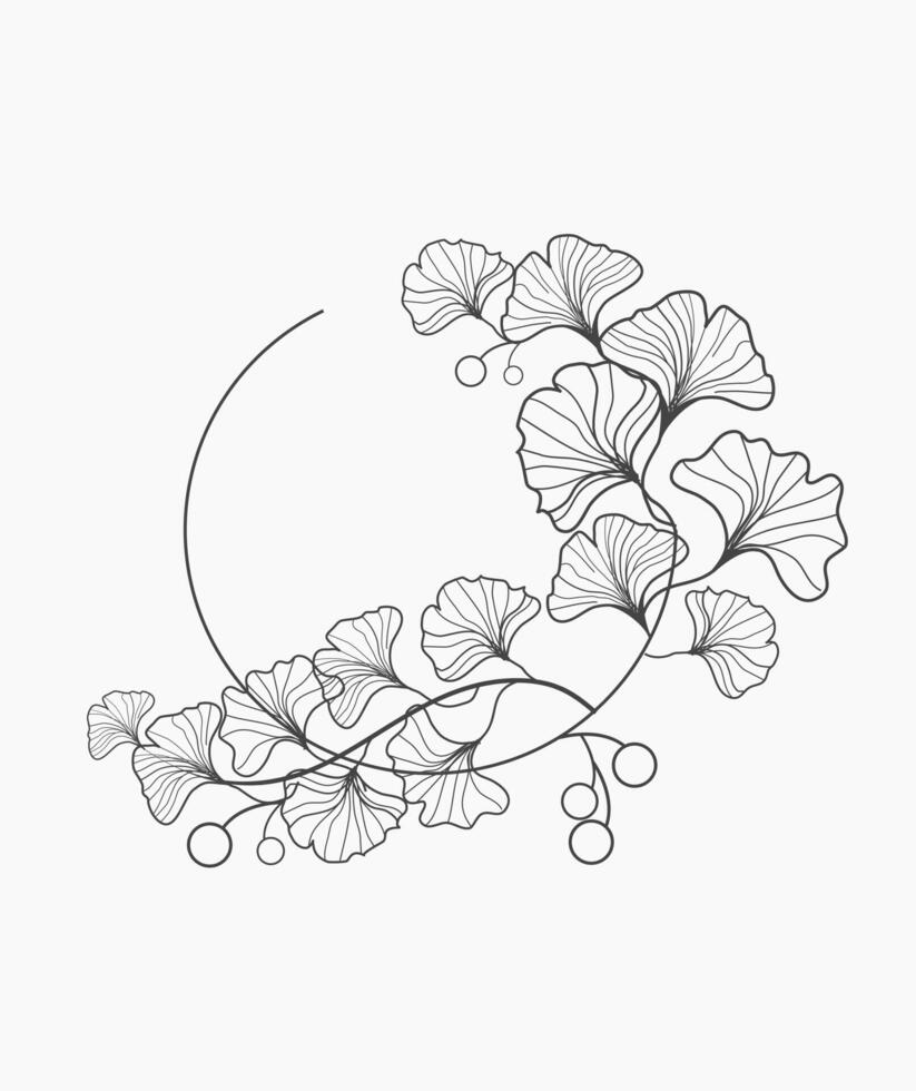 Clean Round Floral Art Illustration vector