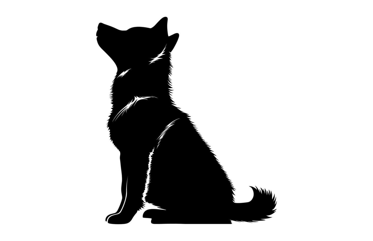 Akita Dog Sitting Silhouette vector