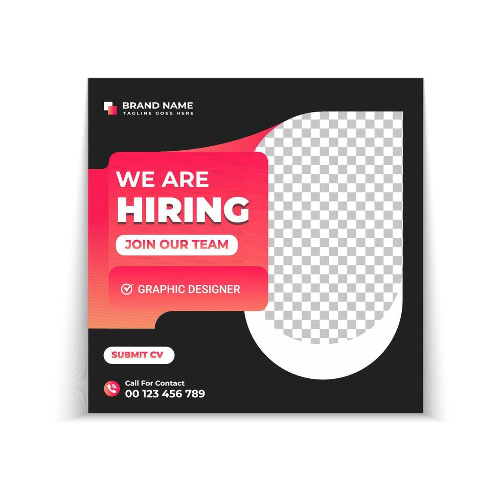 We are hiring job vacancy social media and square web banner template vector