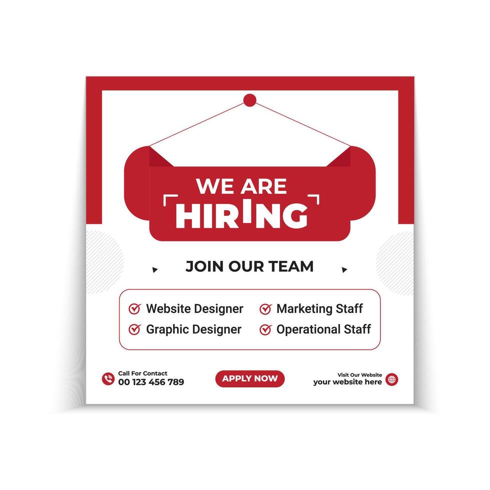 We are hiring job vacancy social media banner template with background design vector