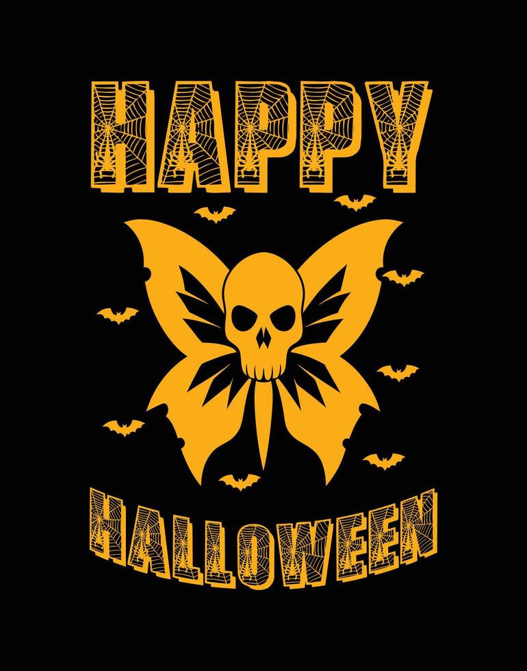 Butterfly Happy Halloween Typography Design For T Shirt vector