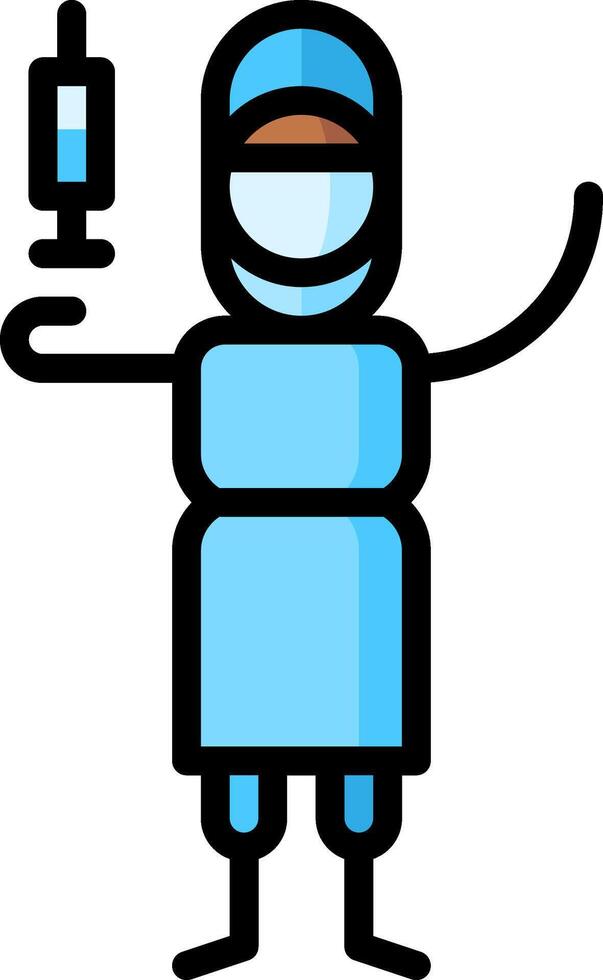 A cartoon character holding a syringe vector