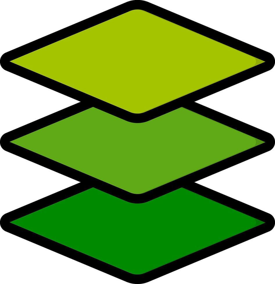 A green and black square with three squares vector