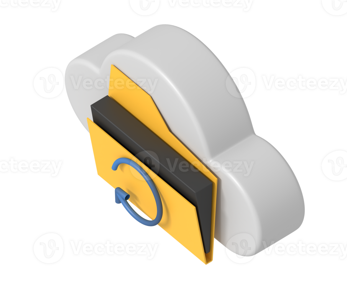 Backup folder on cloud isometric style png