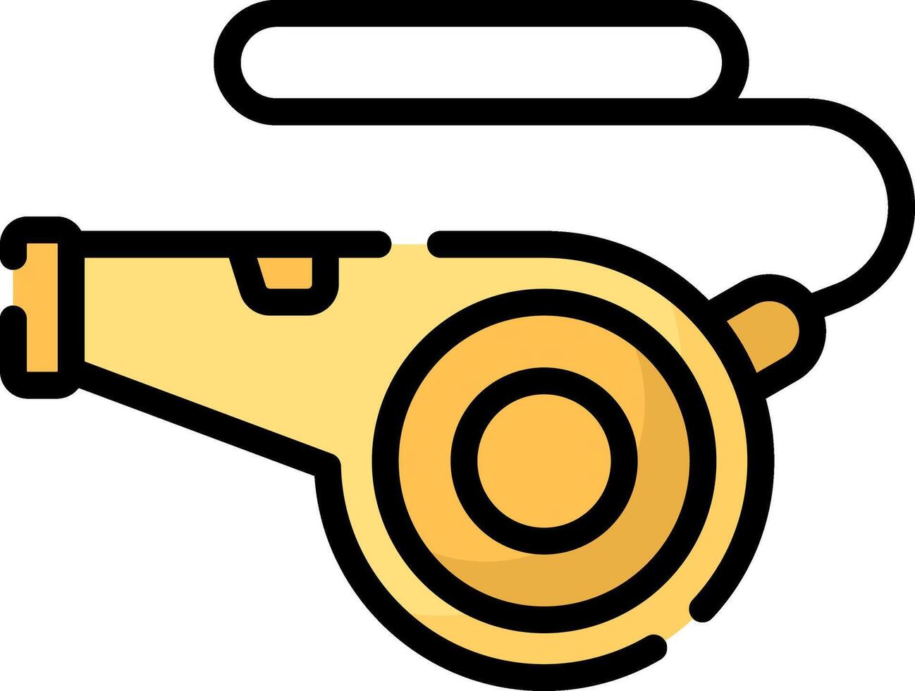 A yellow and black whistle icon on a white background vector