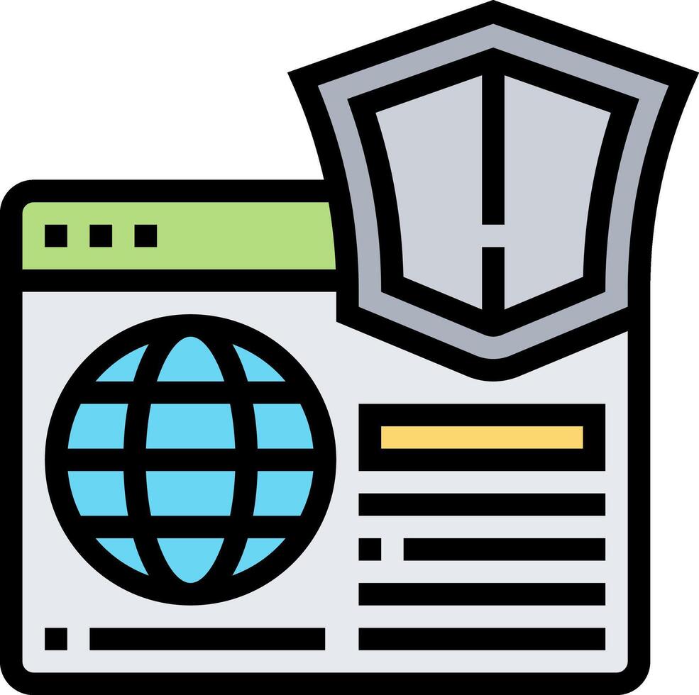 A globe and shield icon on a computer screen vector