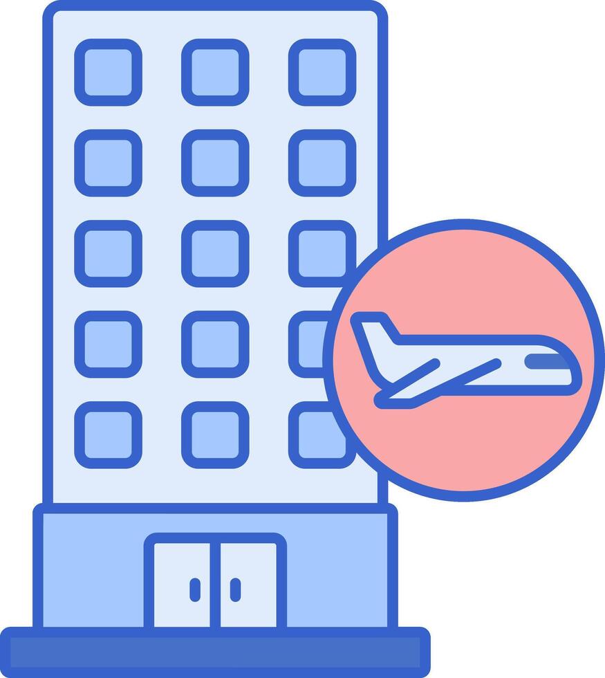 A plane is flying over a building with a sign that says airport vector