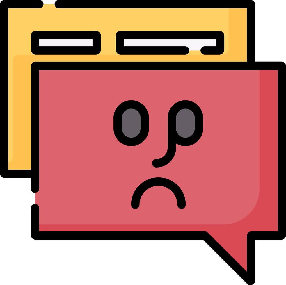 A speech bubble with a sad face vector