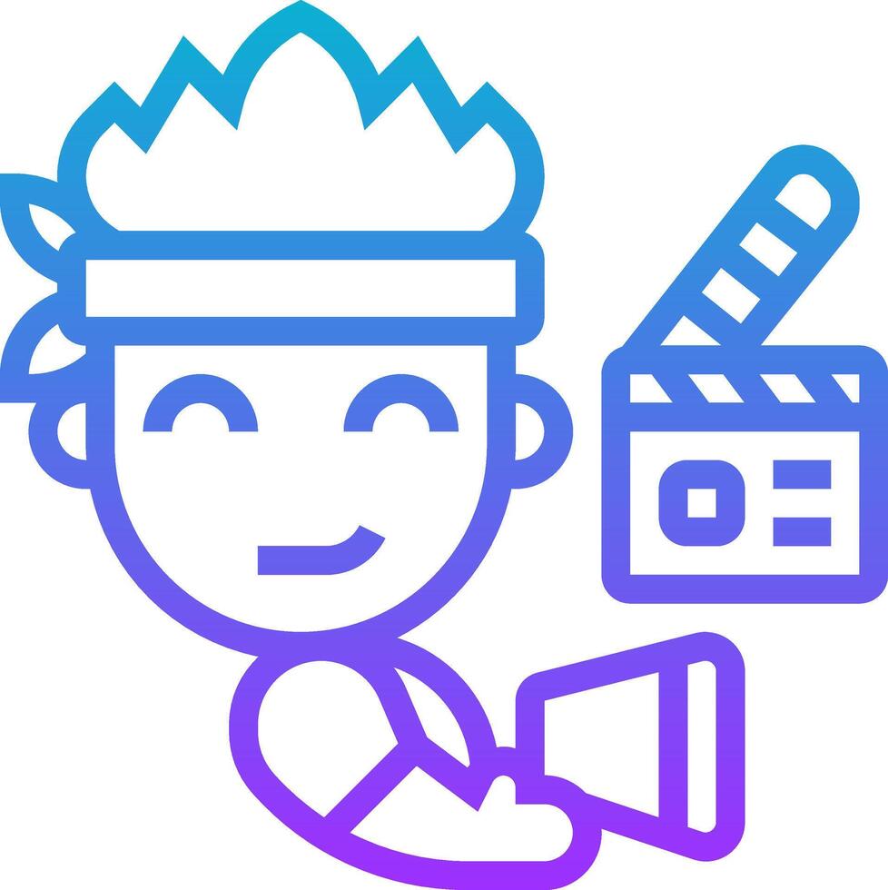 A cartoon character holding a camera and a clapper vector