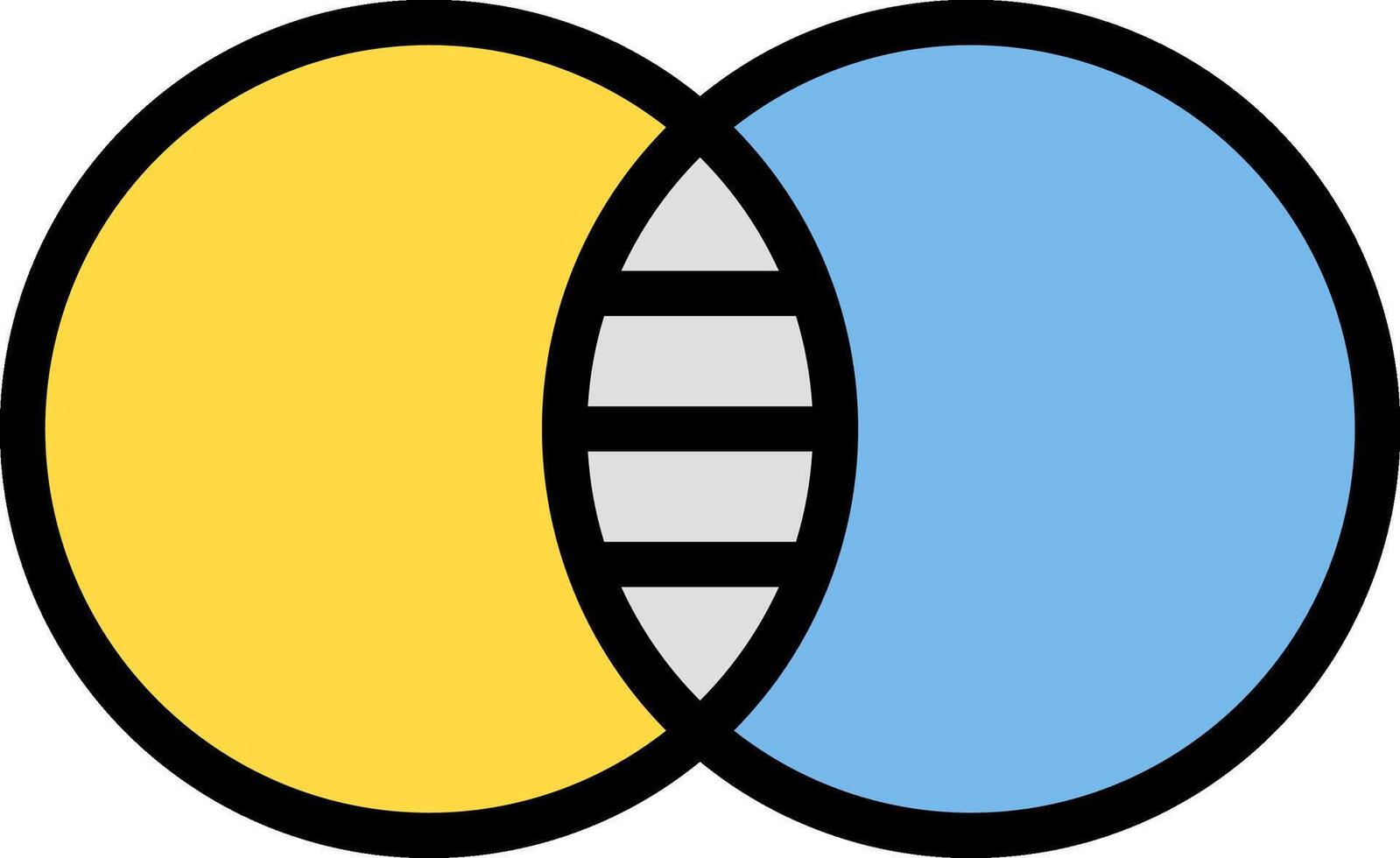 Two yellow and blue circles with a single blue one inside vector