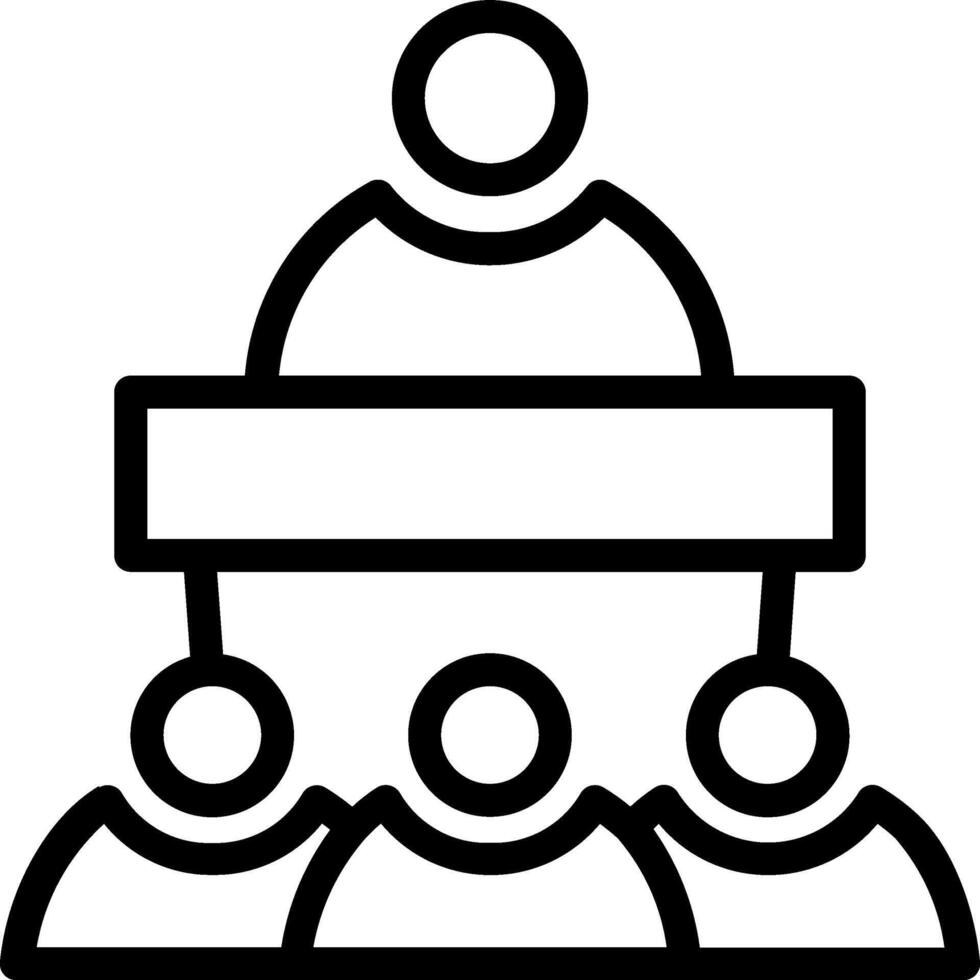A black and white outline of a podium with people sitting around it vector