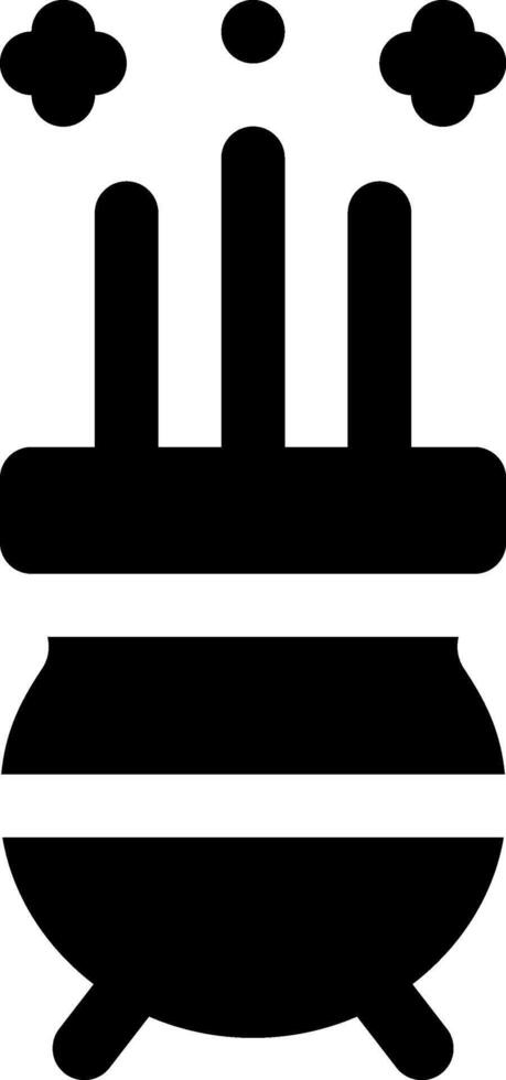 A black and white icon of a pot with smoke coming out of it vector