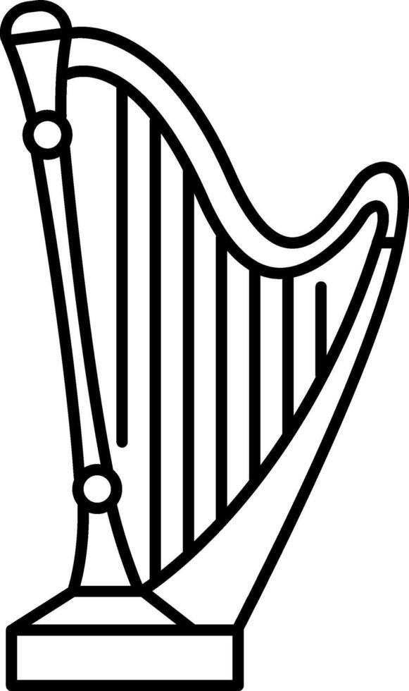 A black and white drawing of a harp vector