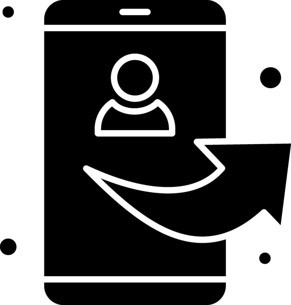 A black and white image of a phone with a person on it vector