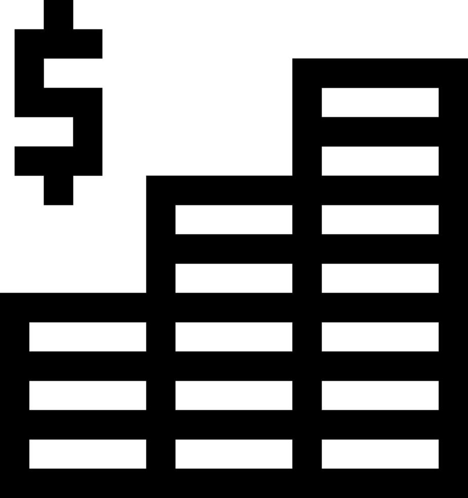A black and white image of a building with a dollar sign vector