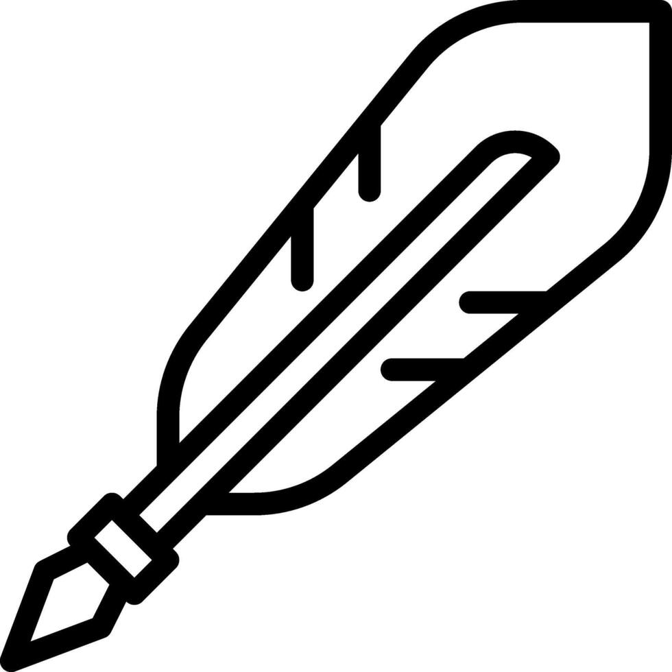 A black and white drawing of a pen and feather vector