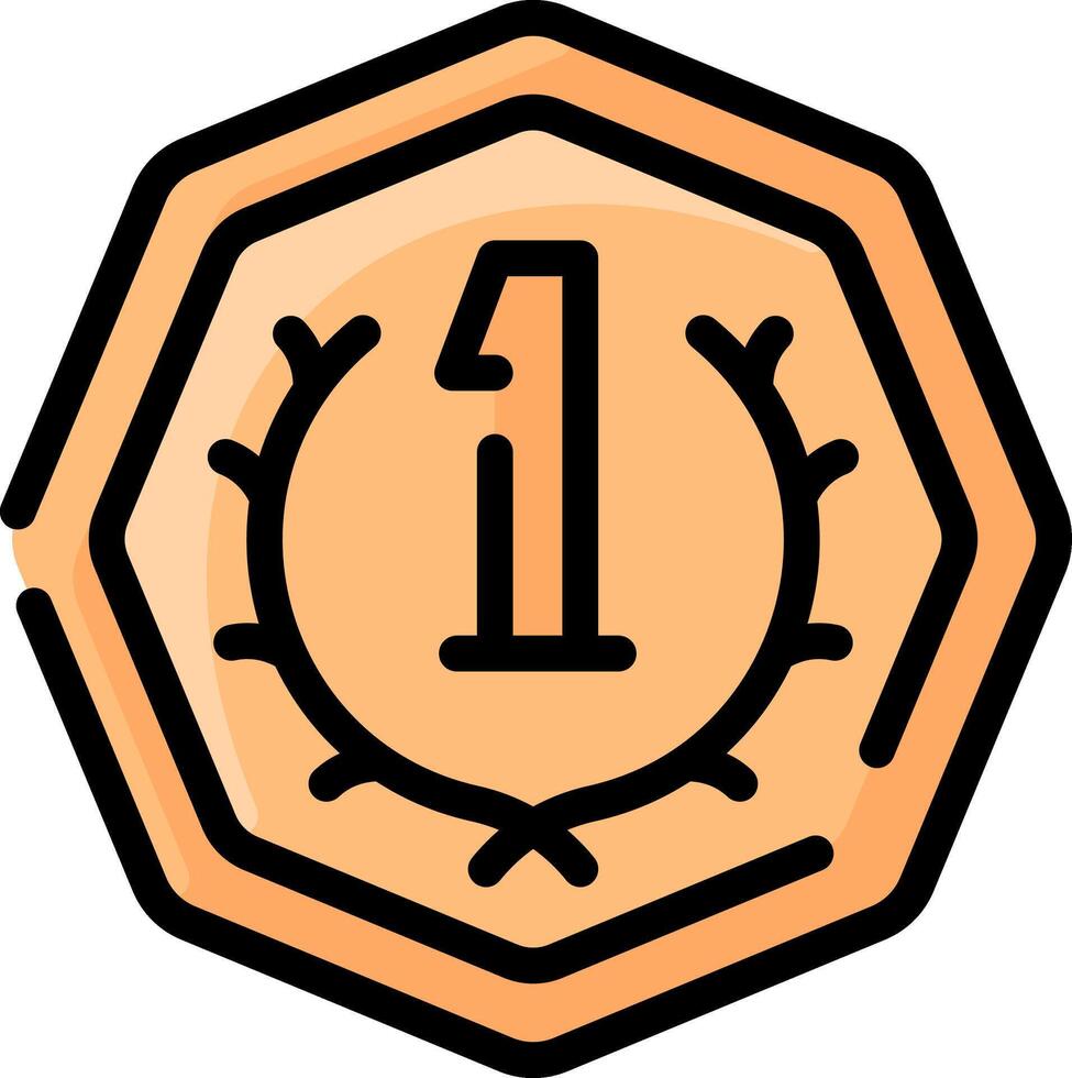 A gold medal with the number one on it vector