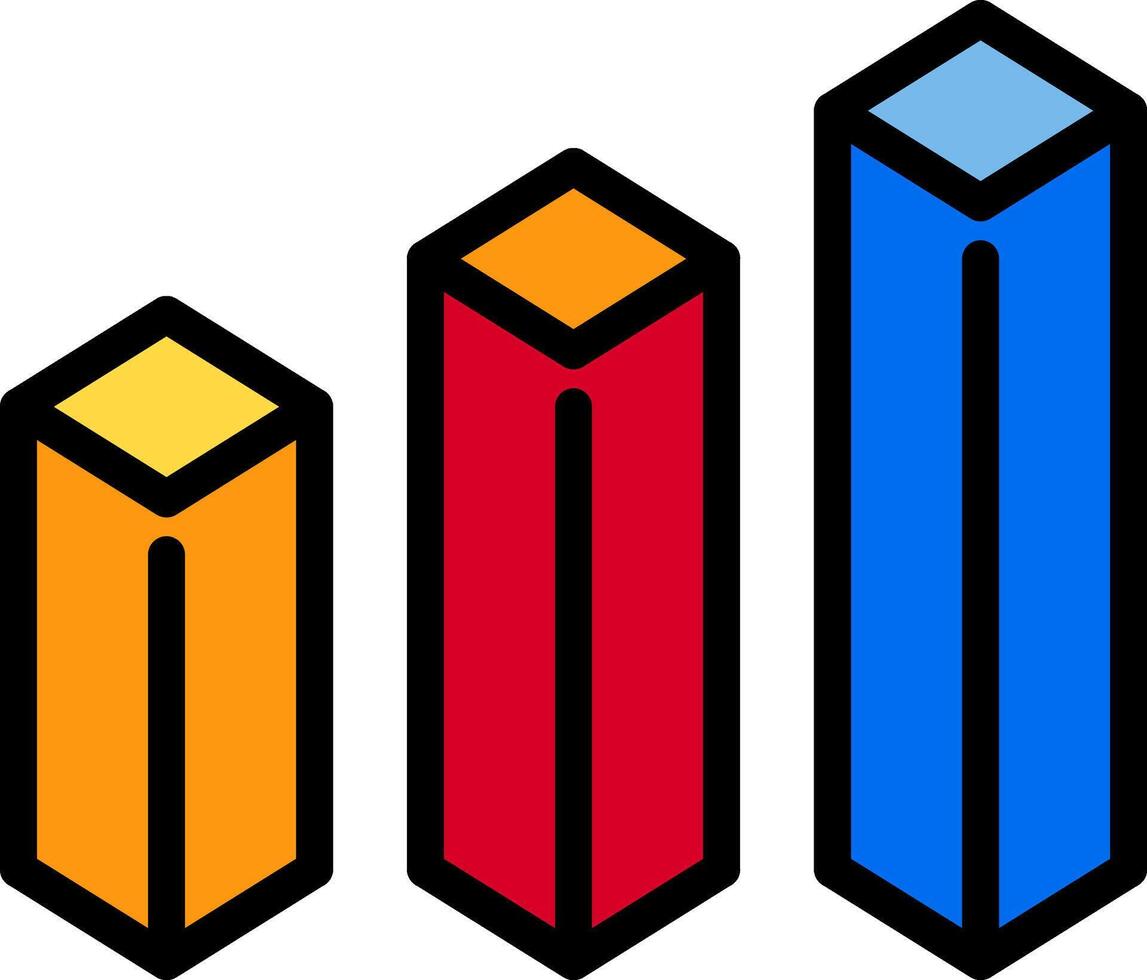 Three colored bars with a red, blue and yellow bar vector