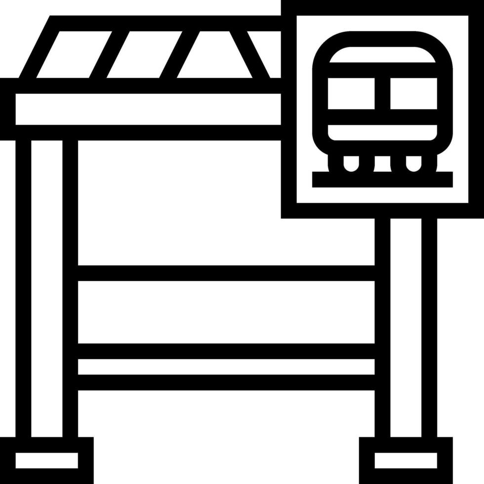 A black and white illustration of a train station vector