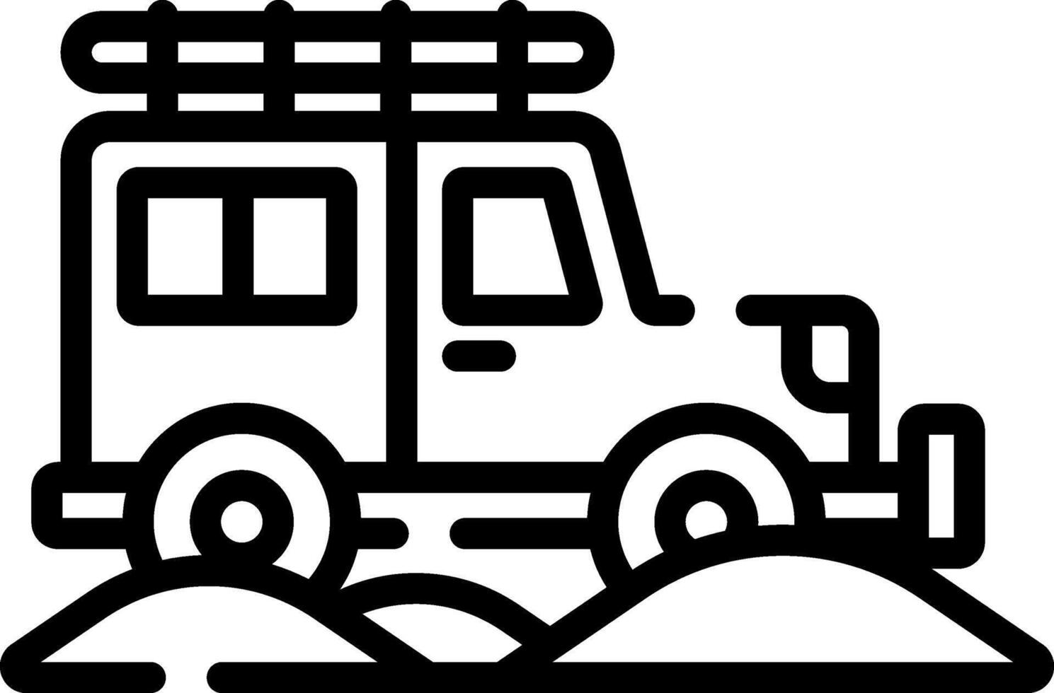 A black and white image of a truck with a roof rack vector
