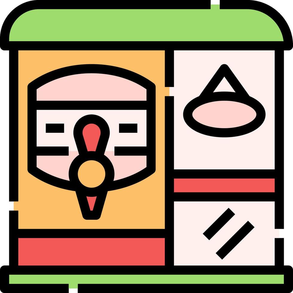 A colorful box with a clock and a clock face vector