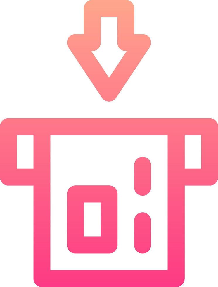 A pink box with an arrow pointing down vector