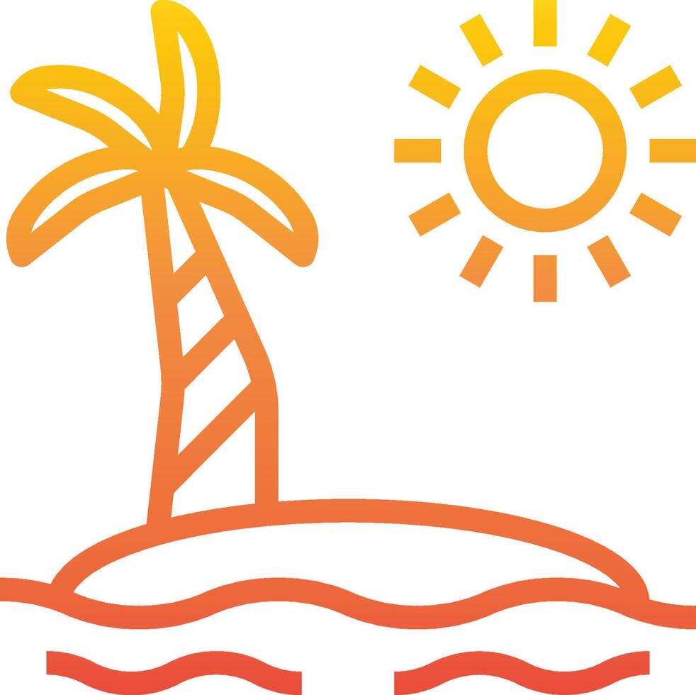An orange and yellow palm tree with a sun behind it vector