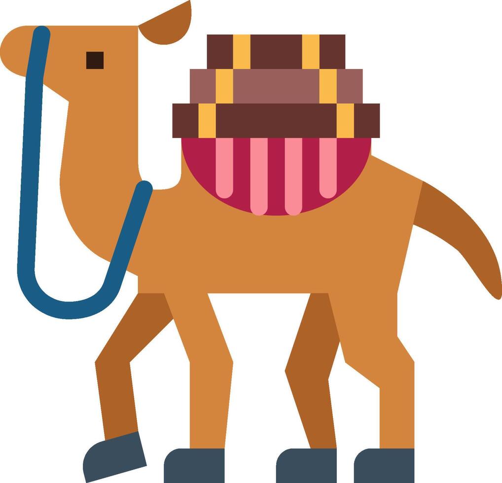 A camel with a saddle and a saddle bag vector