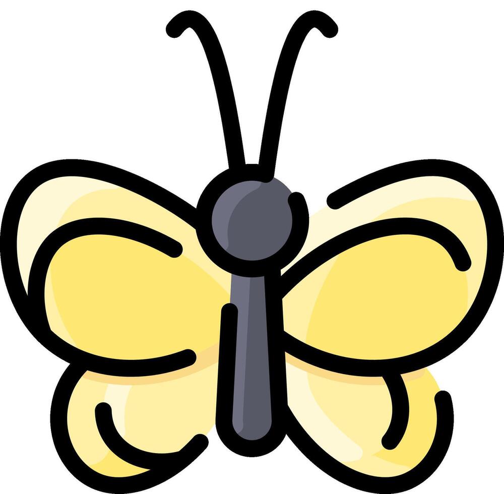 A cartoon butterfly with black and yellow wings vector