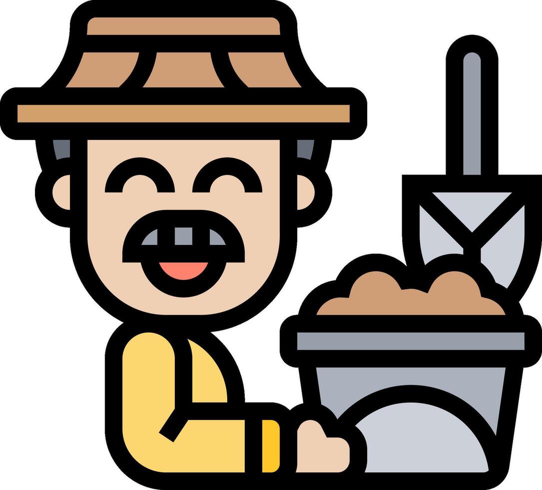 A man with a shovel and a bucket vector