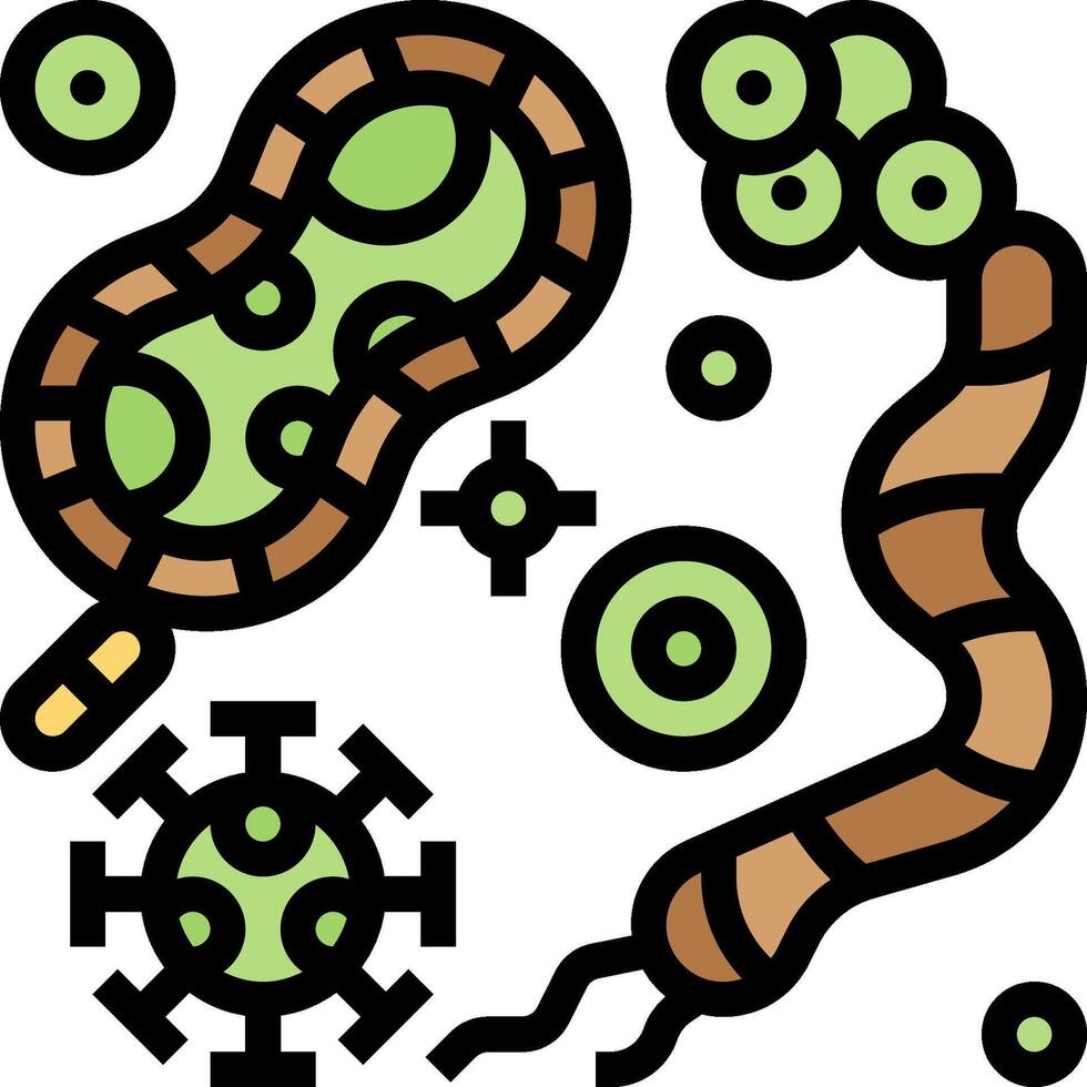 A cartoon illustration of a bacteria and a plant vector