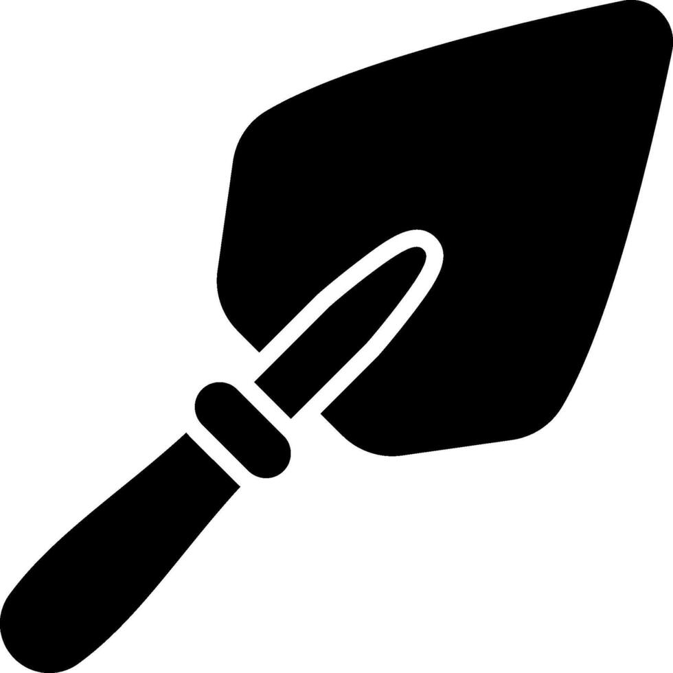 A black and white icon of a shovel vector