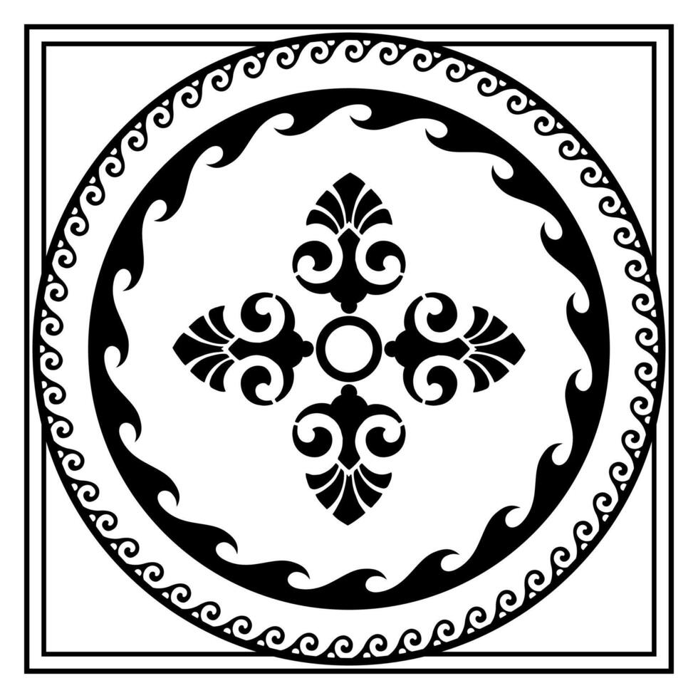 Greek classic round ornament. Meander in a circlar pattern. Circle of Ancient Greece and the Roman Empire. Byzantine painting of walls, floors and ceilings. Decoration of European palaces. vector