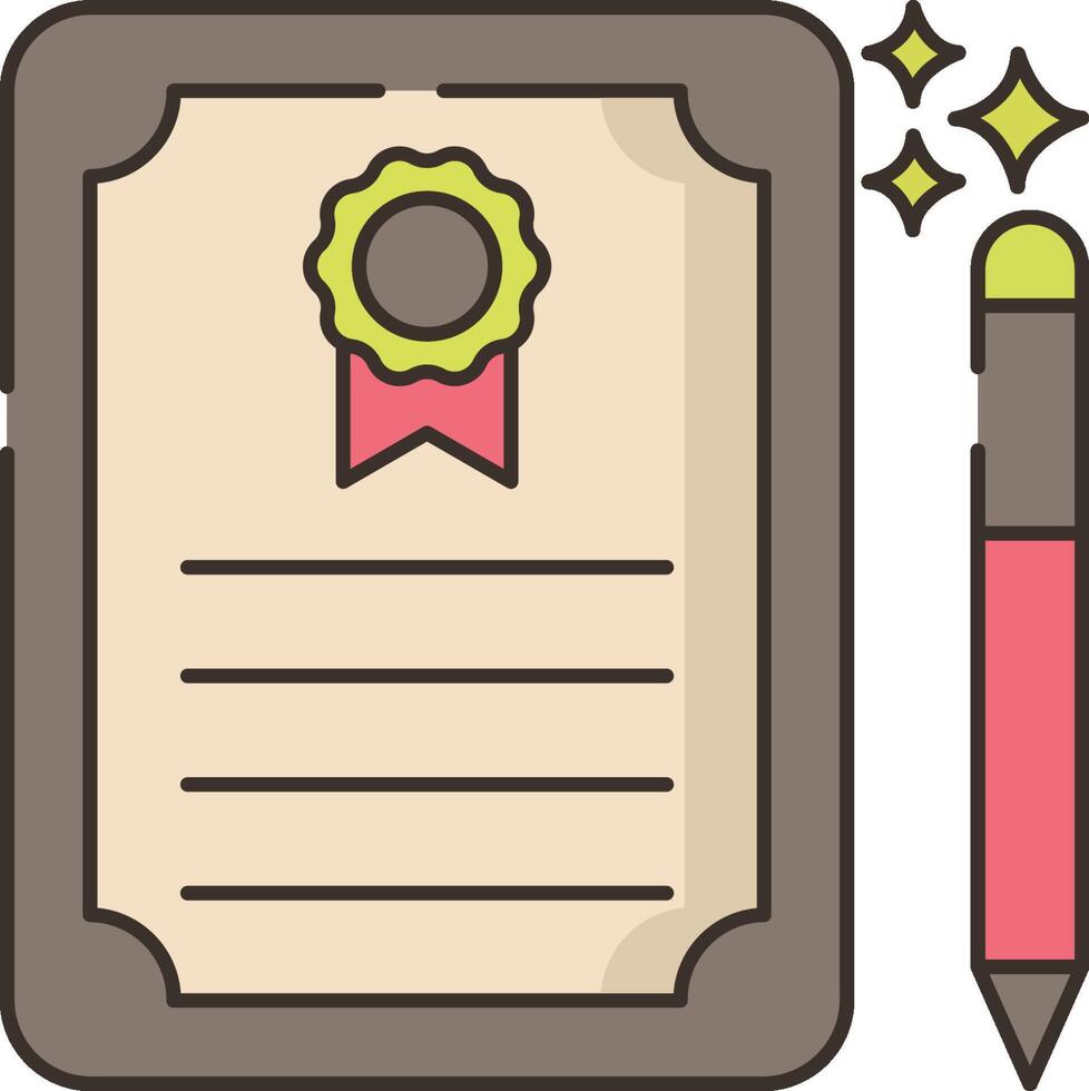 Certificate and pen icon illustration design vector