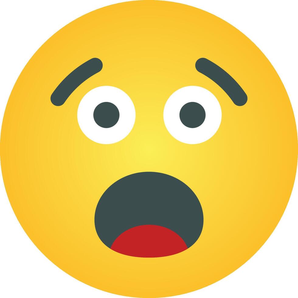 A yellow emoticion with a surprised face vector