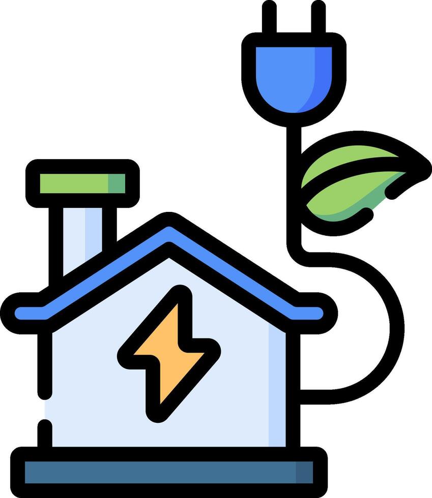 A house with an electric plug and a plant vector