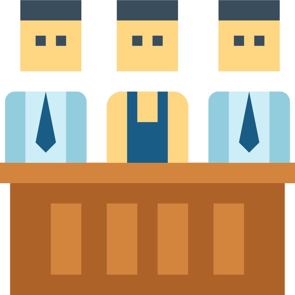 Three people sitting at a table with a man in the middle vector