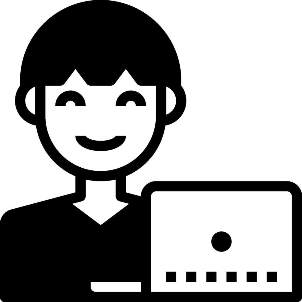 A man with a laptop and smile icon vector