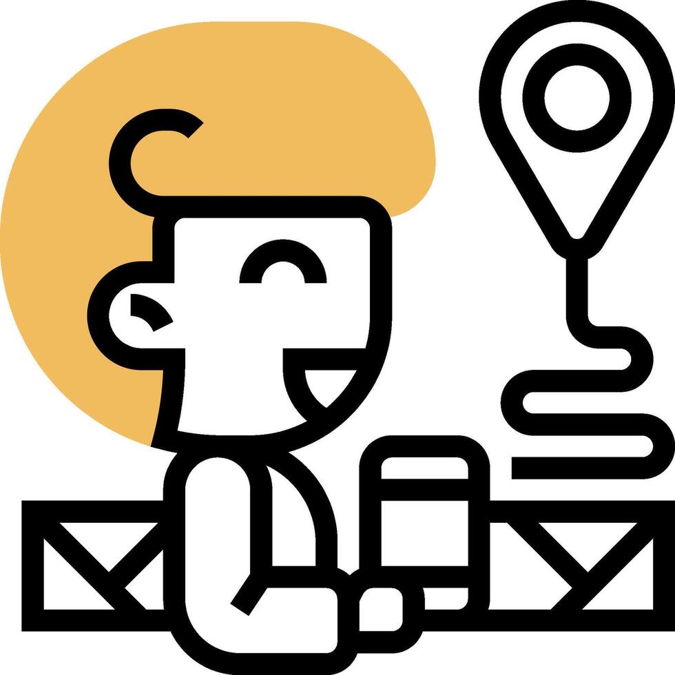 A man holding a phone and a map marker vector