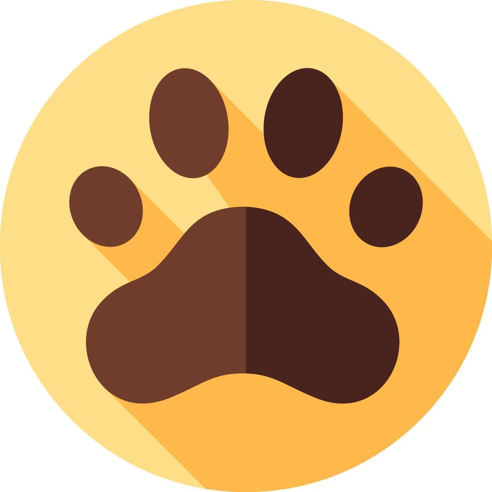 A dog paw icon on a yellow background vector