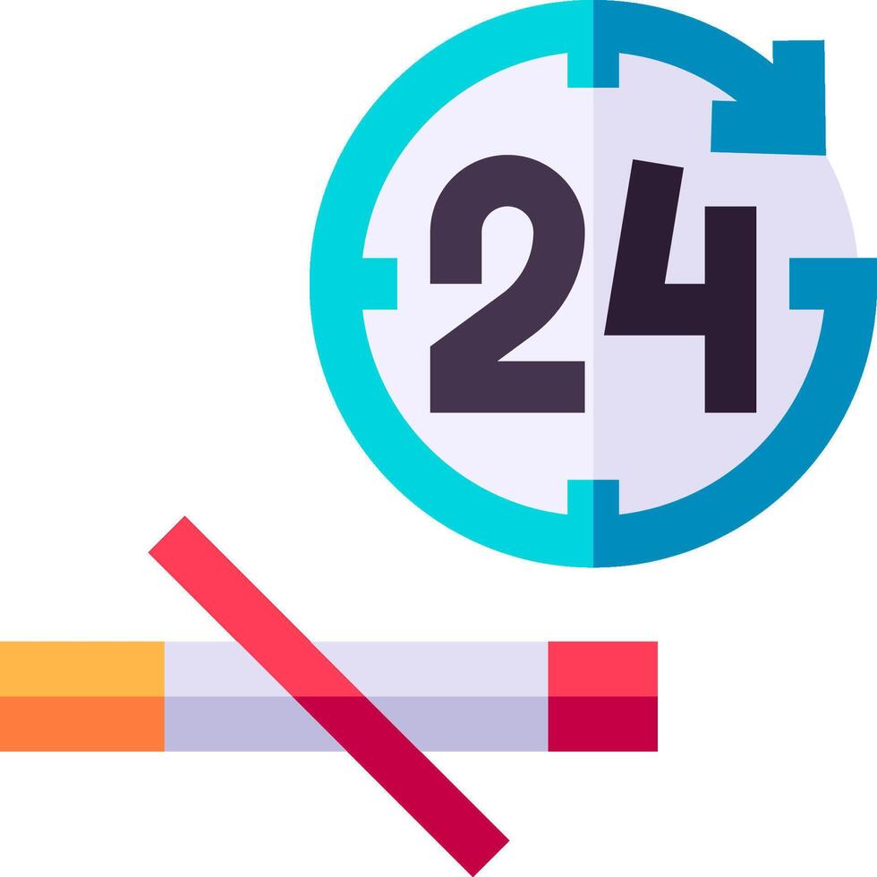 A cigarette and a 24 hour clock vector
