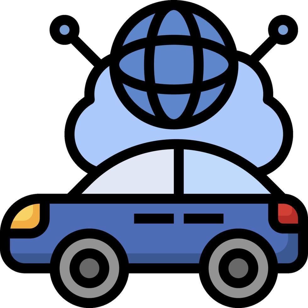Car with globe on top of it vector