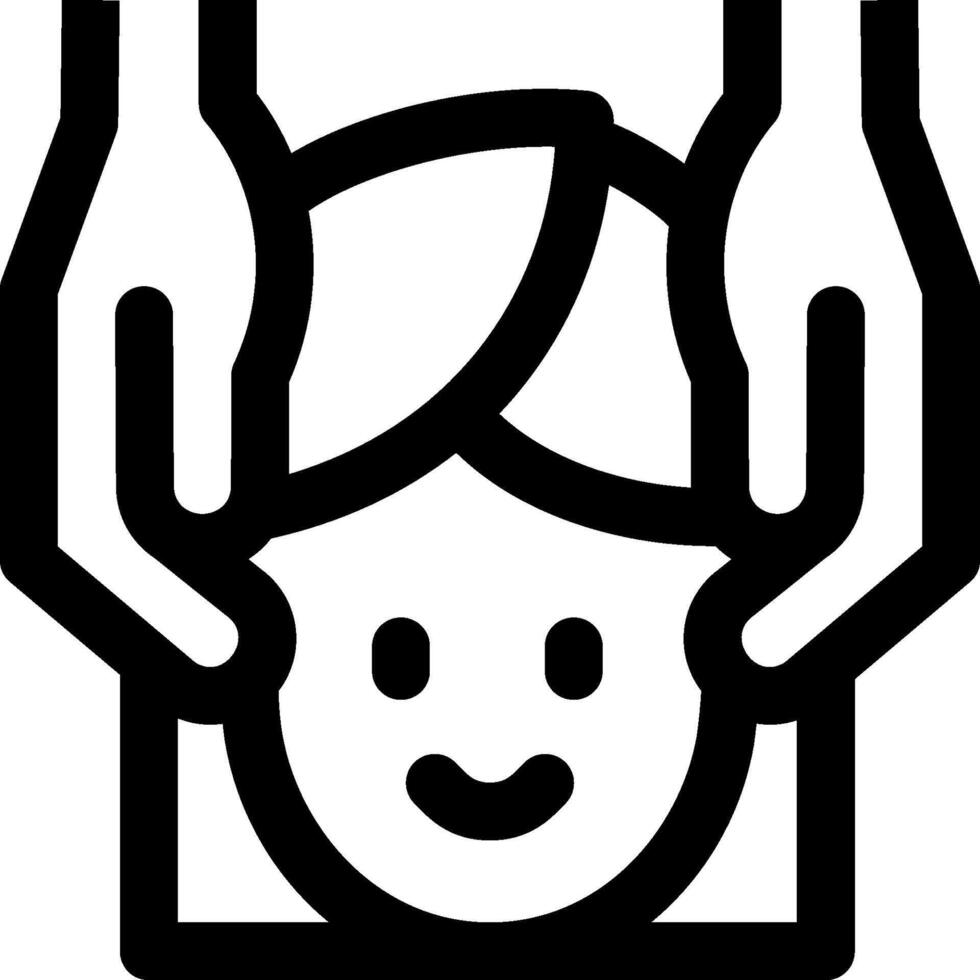 A black and white icon of a child's head vector