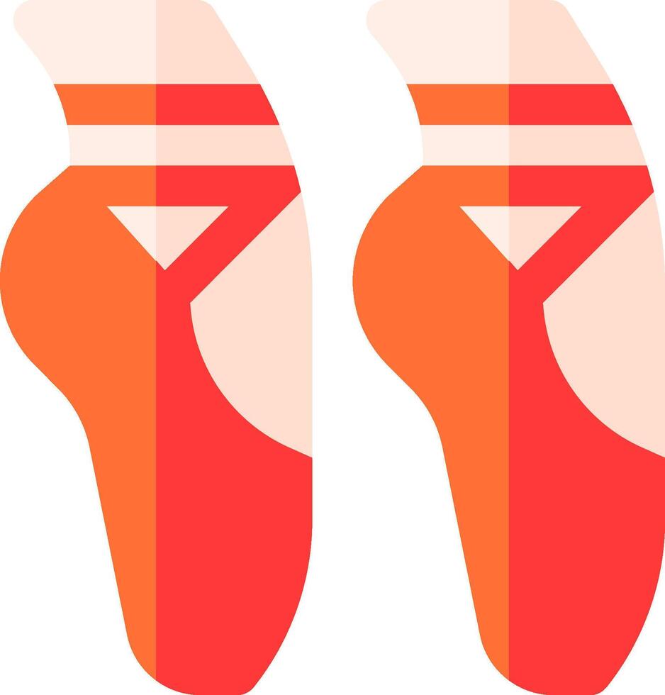 Two pairs of ballet shoes with red and orange stripes vector